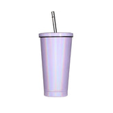 450ml Stainless Steel Rainbow Straw Cup - Sparkle Purple